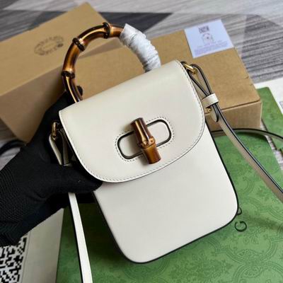 Gucci Bamboo 1947 Mini Top-Handle Bag in White Leather