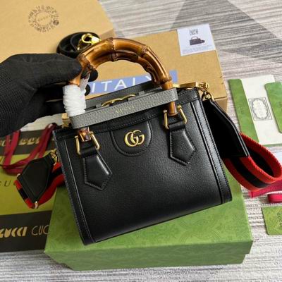 Gucci Diana Mini Tote Bag in Black Leather with Bamboo Handles