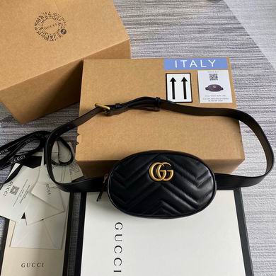 Gucci GG Marmont Matelassé Belt Bag in Black Chevron Leather