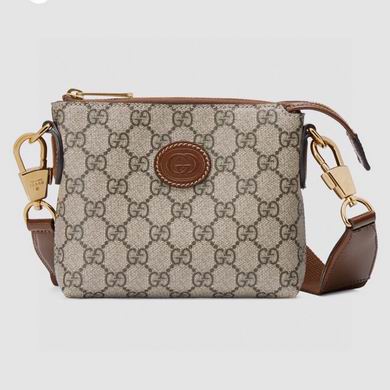 Gucci Small Messenger Crossbody Bag with Interlocking G in GG Supreme Canvas