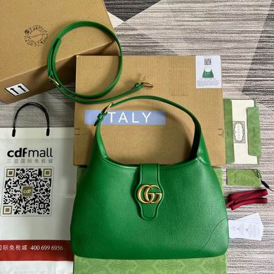 Gucci Aphrodite Large Shoulder Bag in Green Leather with Double G