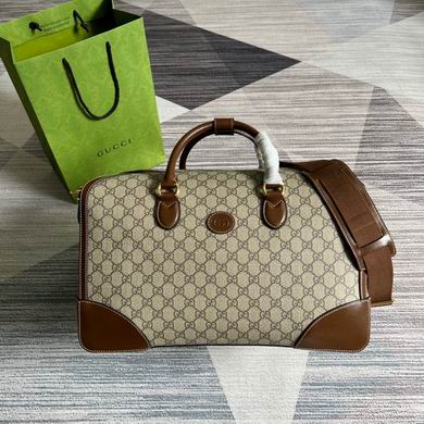 Gucci Medium Duffle Bag with Interlocking G in Beige GG Supreme Canvas