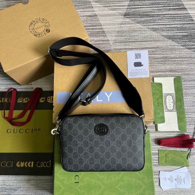 Gucci Small Messenger Crossbody Bag with Interlocking G in Black GG Supreme