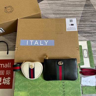 Gucci Ophidia Heart-Shaped Coin Purse and Zip Pouch Set in Black and White