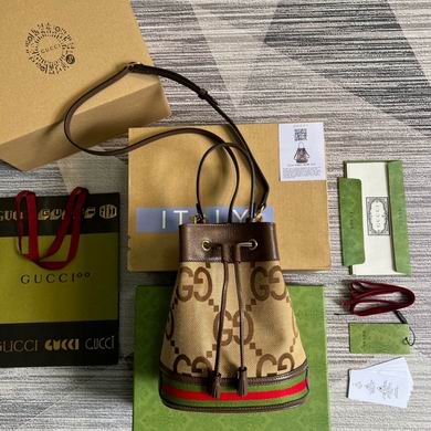 Gucci Ophidia Small Bucket Bag in Jumbo GG Canvas with Web Stripe