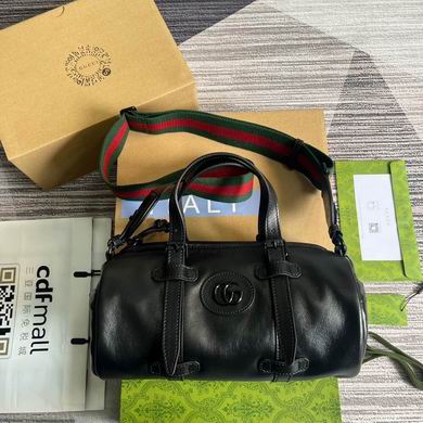 Gucci Small Duffle Top-Handle Bag with Double G in Black Leather