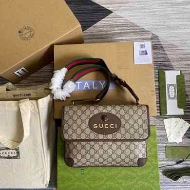 Gucci Neo Vintage GG Supreme Messenger Bag with Web Strap in Beige/Ebony