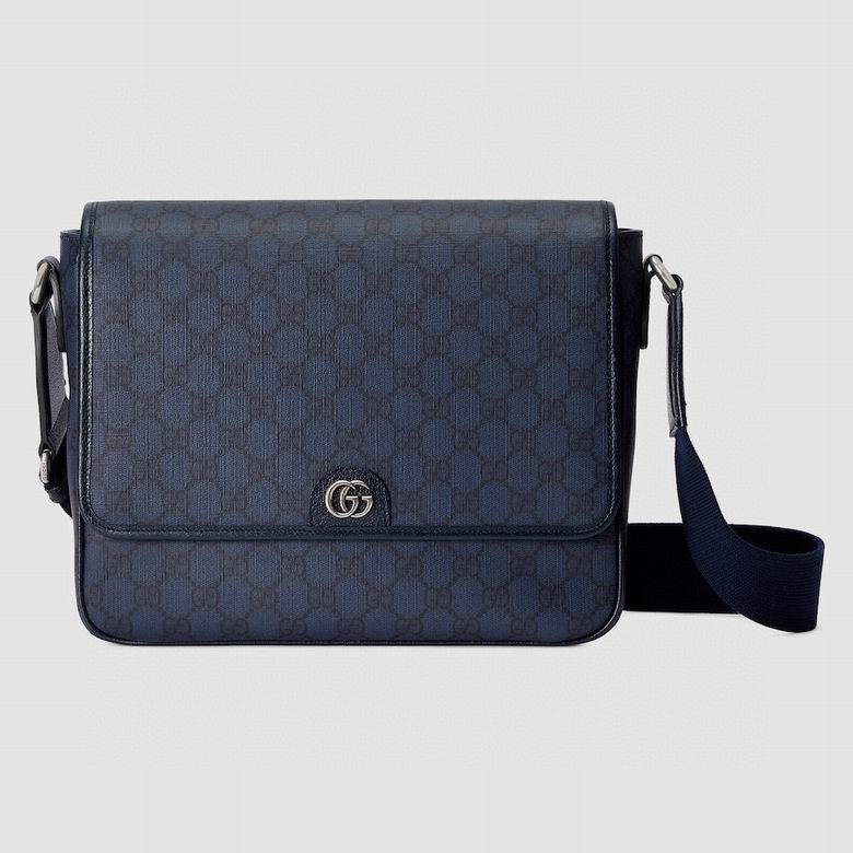 Gucci Ophidia Medium Messenger Bag in Navy GG Supreme Canvas