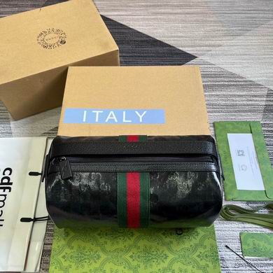 Gucci Ophidia Cylinder Crossbody Bag in Black GG Canvas with Web Stripe