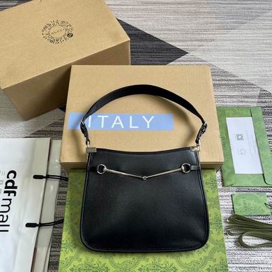 Gucci Horsebit Slim Small Shoulder Bag in Black Leather with Silver Hardware