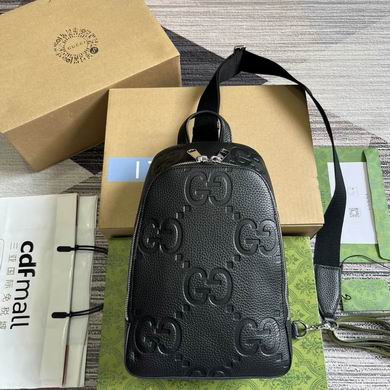 Gucci Jumbo GG Sling Backpack in Black Embossed Leather