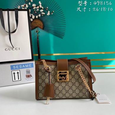 Gucci Padlock Small GG Supreme Canvas Shoulder Bag in Beige and Brown