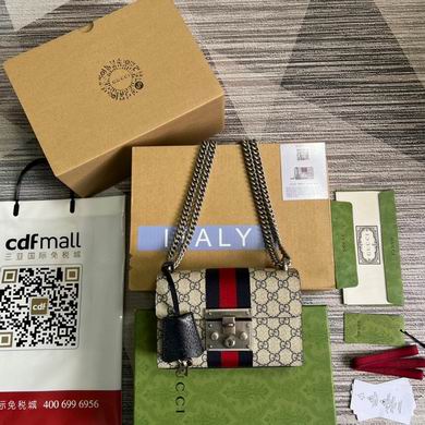 Gucci Padlock Small GG Supreme Shoulder Bag with Blue and Red Web Stripe