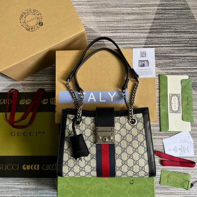 Gucci Padlock Small Shoulder Bag in GG Supreme Canvas with Web Stripe
