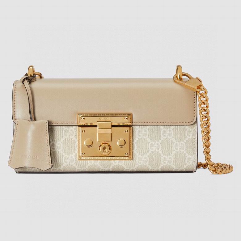 Gucci Padlock Small Shoulder Bag in Beige GG Supreme Canvas and Leather