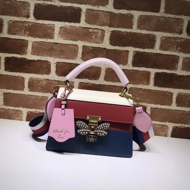 Gucci Queen Margaret Small Top-Handle Bag in Colorblock Leather with Bee