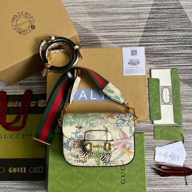 Gucci Horsebit 1955 Mini Shoulder Bag in Floral Tiger Print with Web Strap
