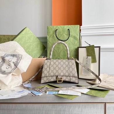 Balenciaga x Gucci Hourglass Small Top-Handle Bag in Beige GG Supreme Canvas