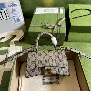 Balenciaga x Gucci Hourglass XS Top-Handle Bag in Beige GG Canvas