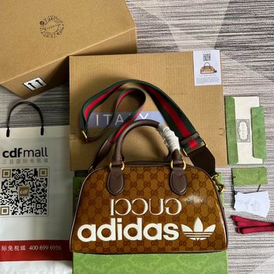 Gucci x adidas Mini Duffle Bag in Brown GG Canvas with Web Strap