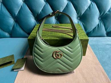 Gucci GG Marmont Mini Half-Moon Bag in Sage Green Matelassé Leather