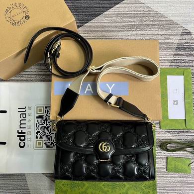 Gucci GG Matelassé Small Shoulder Bag in Black Quilted Leather