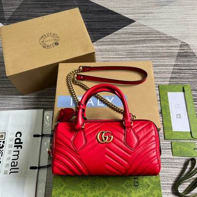 Gucci GG Marmont Small Top-Handle Bag in Red Matelassé Leather