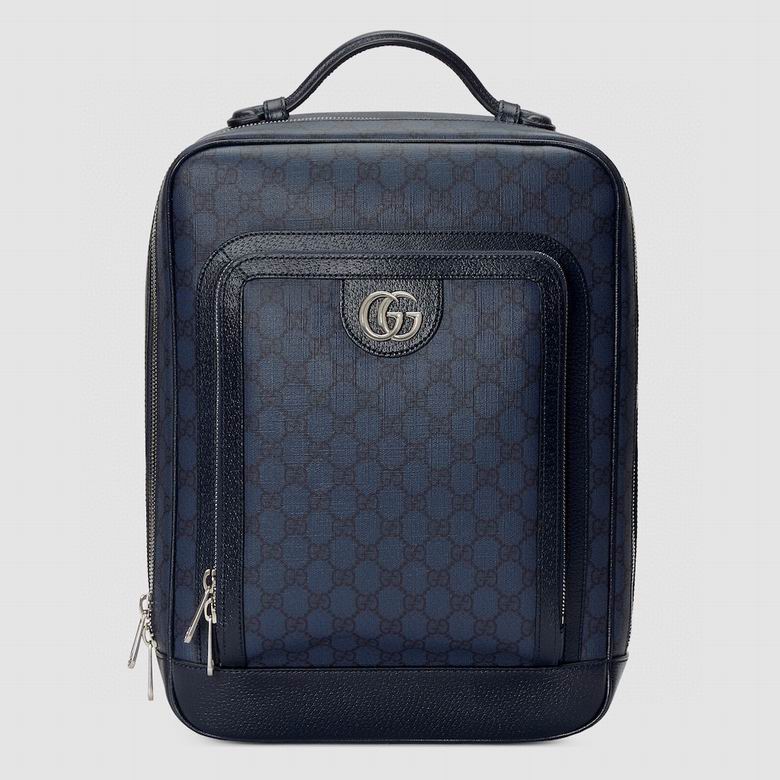 Gucci Ophidia Medium Backpack in Navy Blue GG Supreme Canvas