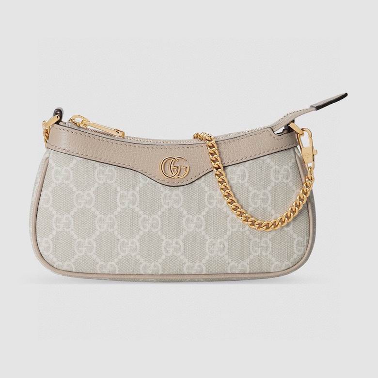 Gucci Ophidia Super Mini Bag in Light Grey GG Supreme Canvas with Chain