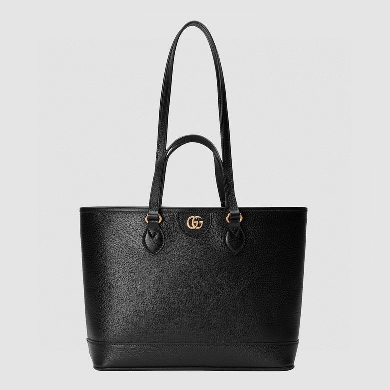 Gucci Ophidia Small Tote Bag in Black Grained Leather with Double G