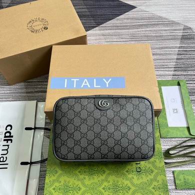 Gucci Ophidia Mini Camera Bag in Grey and Black GG Supreme Canvas