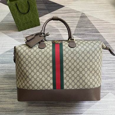 Gucci Savoy Large Duffle Bag in GG Supreme Canvas with Web Stripe