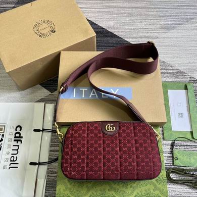 Gucci GG Matelassé Small Camera Crossbody Bag in Burgundy GG Canvas