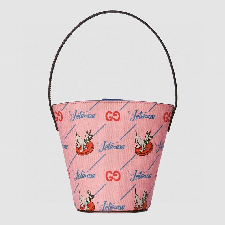 Gucci The Jetsons Mini Bucket Bag in Pink Printed Canvas with GG Logo