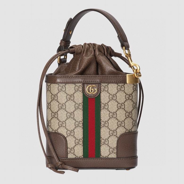 Gucci Ophidia Mini Bucket Bag in Beige GG Supreme Canvas with Web Stripe