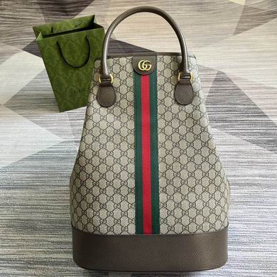 Gucci Ophidia Large Bucket Tote in Beige and Ebony GG Supreme Canvas