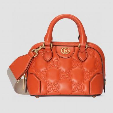 Gucci GG Matelassé Mini Top-Handle Bag in Orange Quilted Leather