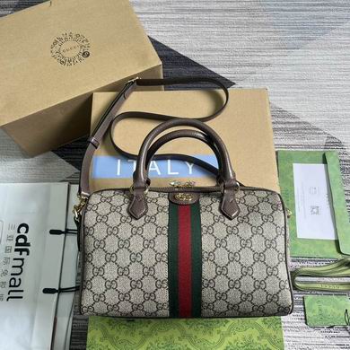 Gucci Ophidia Small Top-Handle Bag in GG Supreme Canvas with Web Stripe