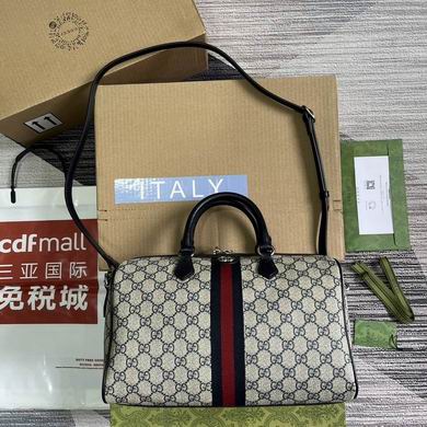 Gucci Ophidia Small Top-Handle Bag in GG Supreme Canvas with Web Stripe