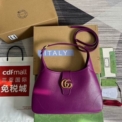 Gucci Aphrodite Medium Shoulder Bag in Purple Leather with Double G