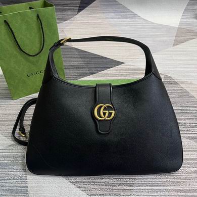 Gucci Aphrodite Large Shoulder Bag in Black Leather with Double G