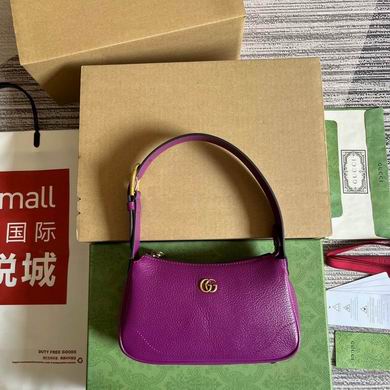 Gucci Aphrodite Mini Shoulder Bag in Purple Grained Leather