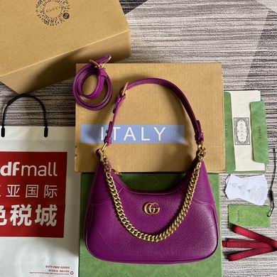 Gucci Aphrodite Small Shoulder Bag in Purple Leather with Chain and GG Logo