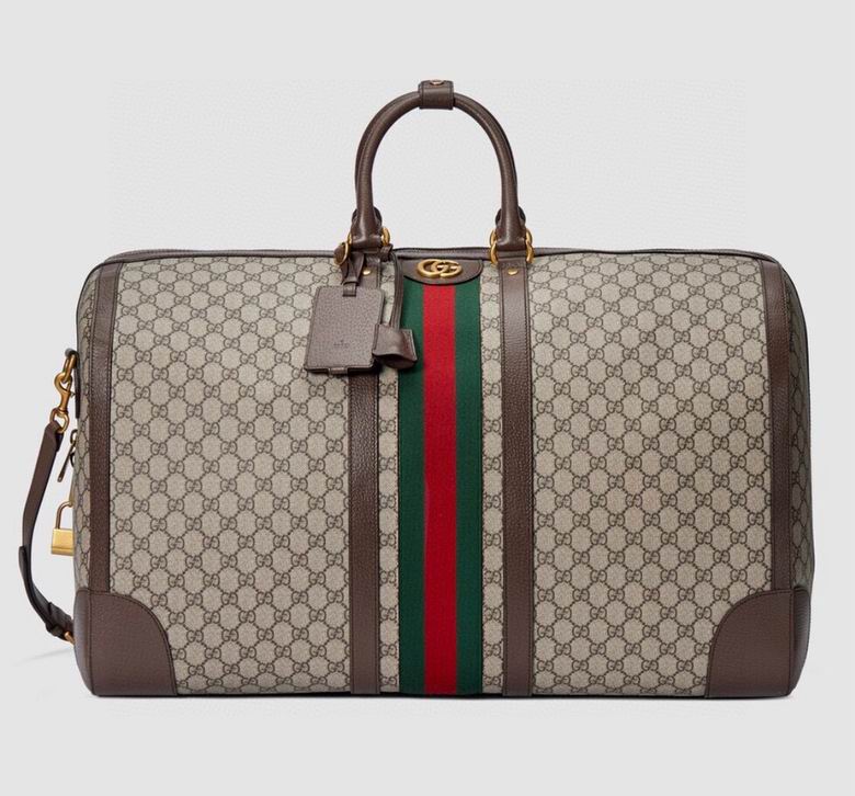 Gucci Savoy Large Duffle Bag in GG Supreme Canvas with Web Stripe