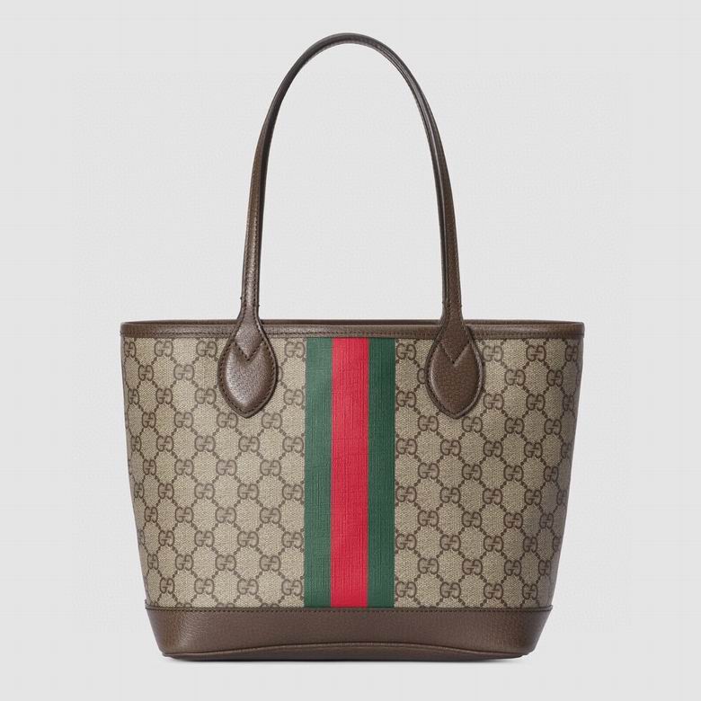 Gucci Ophidia Small Tote Bag in Beige/Ebony GG Supreme Canvas with Web