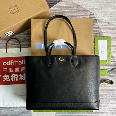 Gucci Ophidia Medium Tote Bag in Black Leather with Double G Hardware