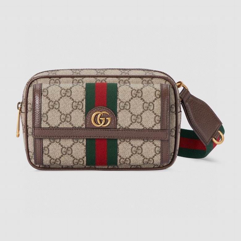 Gucci Ophidia Mini Bag in Beige and Ebony GG Supreme Canvas