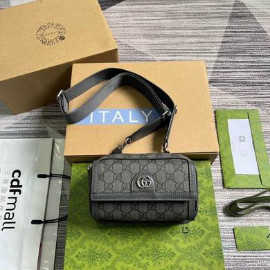 Gucci Ophidia Mini Barrel Crossbody Bag in Grey GG Supreme Canvas