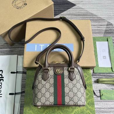 Gucci Ophidia Mini Top-Handle Bag in GG Supreme Canvas with Web Stripe