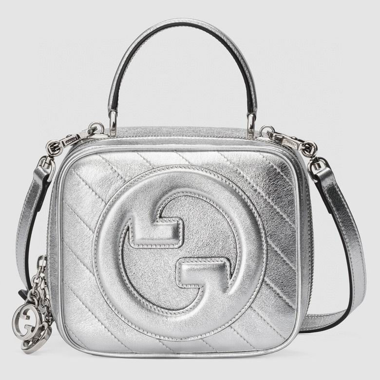 Gucci Blondie Mini Top-Handle Bag in Silver Metallic Leather